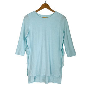 PureJill PJ Layered Side Tie Tunic Aqua Blue‎ 3/4 Sleeve Soft Loungewear Size S